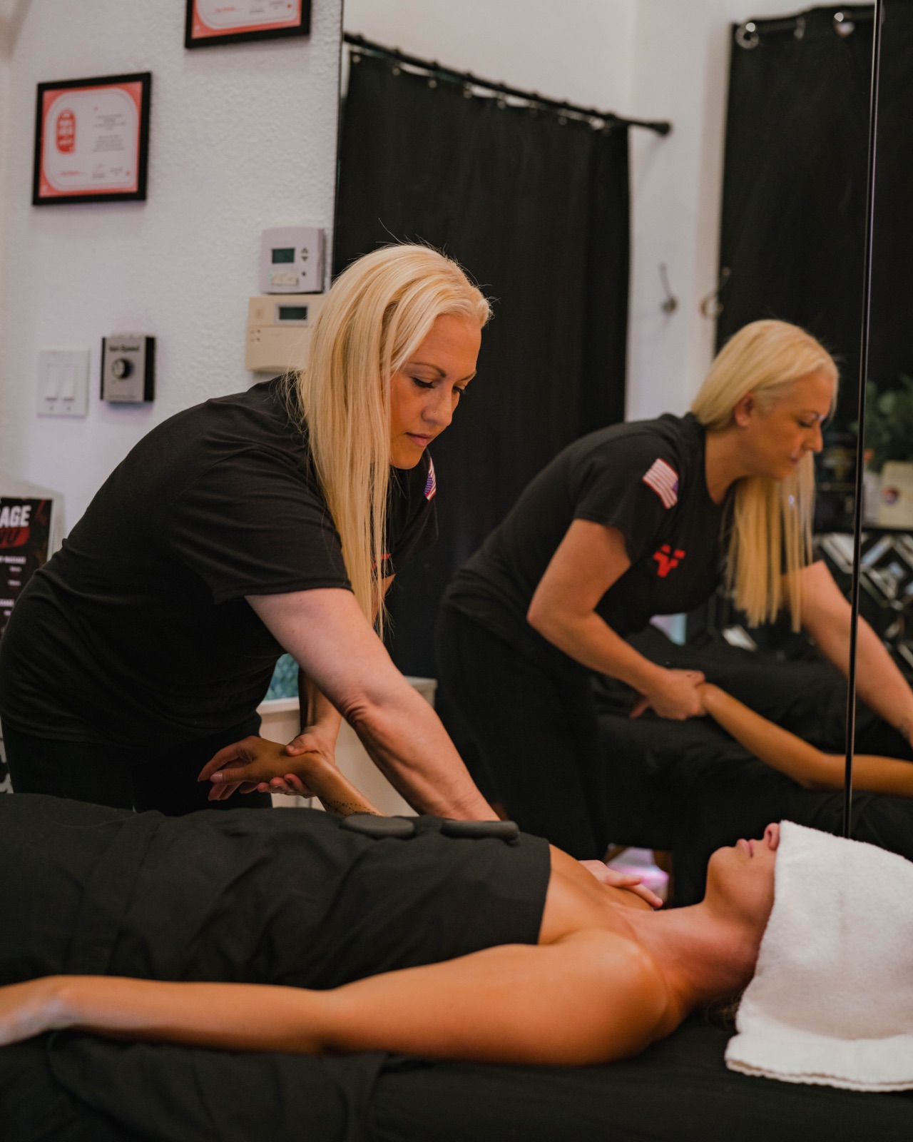 Hot stone massage session at Flex Fitness Laguna Hills